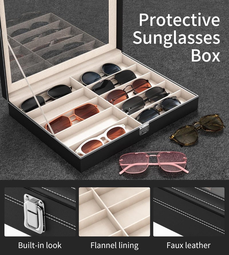 NEWLOOP Store 10/30 Slots Sunglass Organizer for Multiple Pairs of Eyeglass See-through Display Case Storage Box for Women Men - Image 4